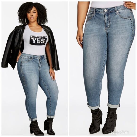 SEVEN7 STUDDED SIDE SKINNY JEAN - Picture 1 of 15